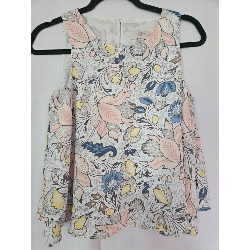 LOFT Tank Top‎ Women’s Small Petite PS Floral Sleeveless Spring Cottage Flowy